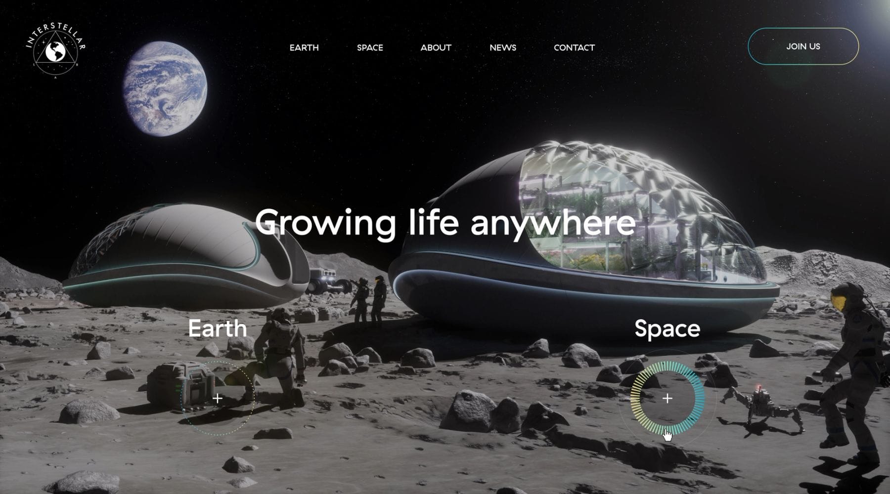 homepage section des header interstellar lab - site vitrine sur-mesure