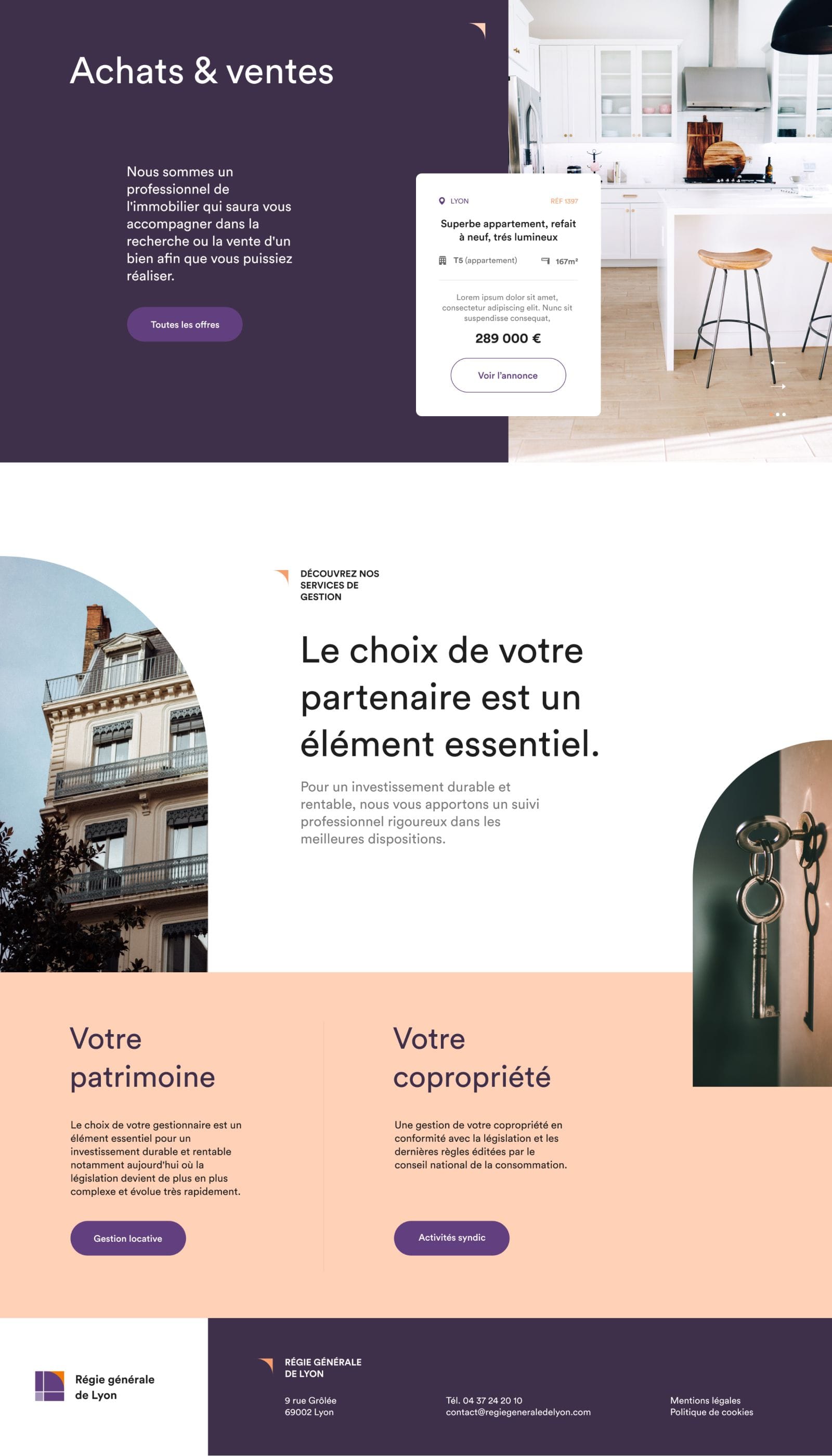 Régie générale de Lyon page espace achats et ventes