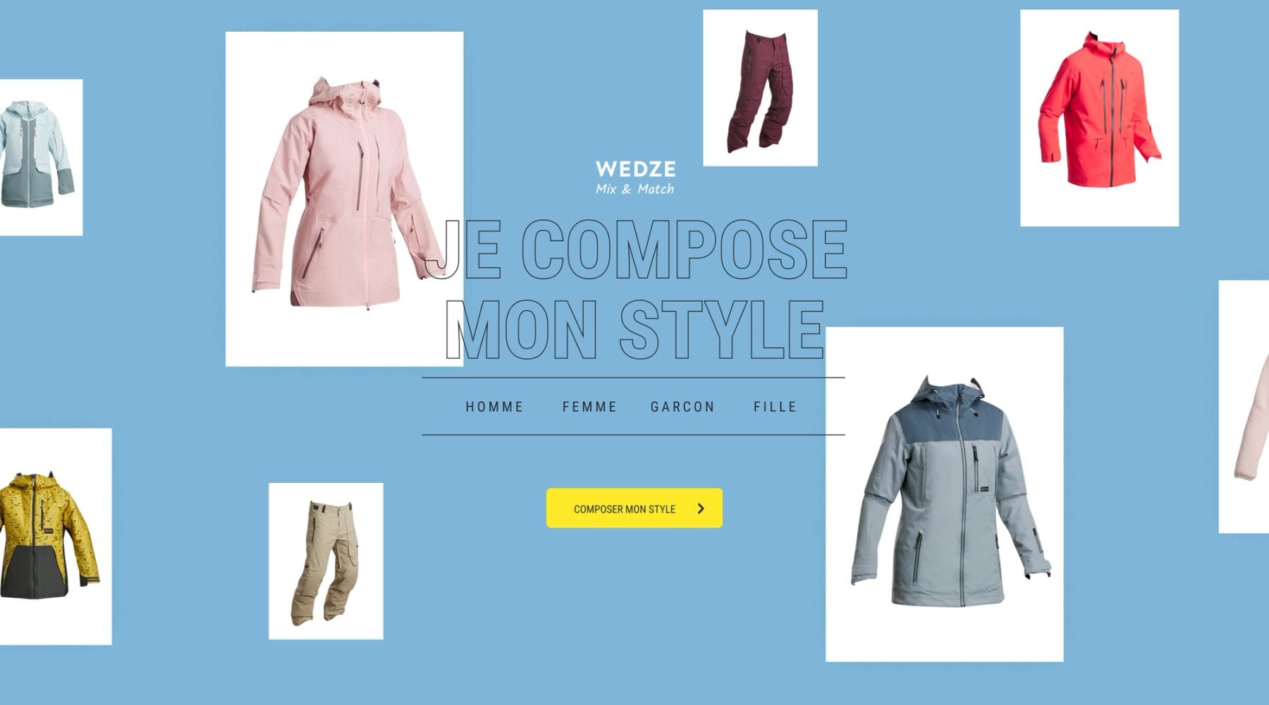 Wedze Mix & Match site expérience fait par Studio Emiro - desktop - menu